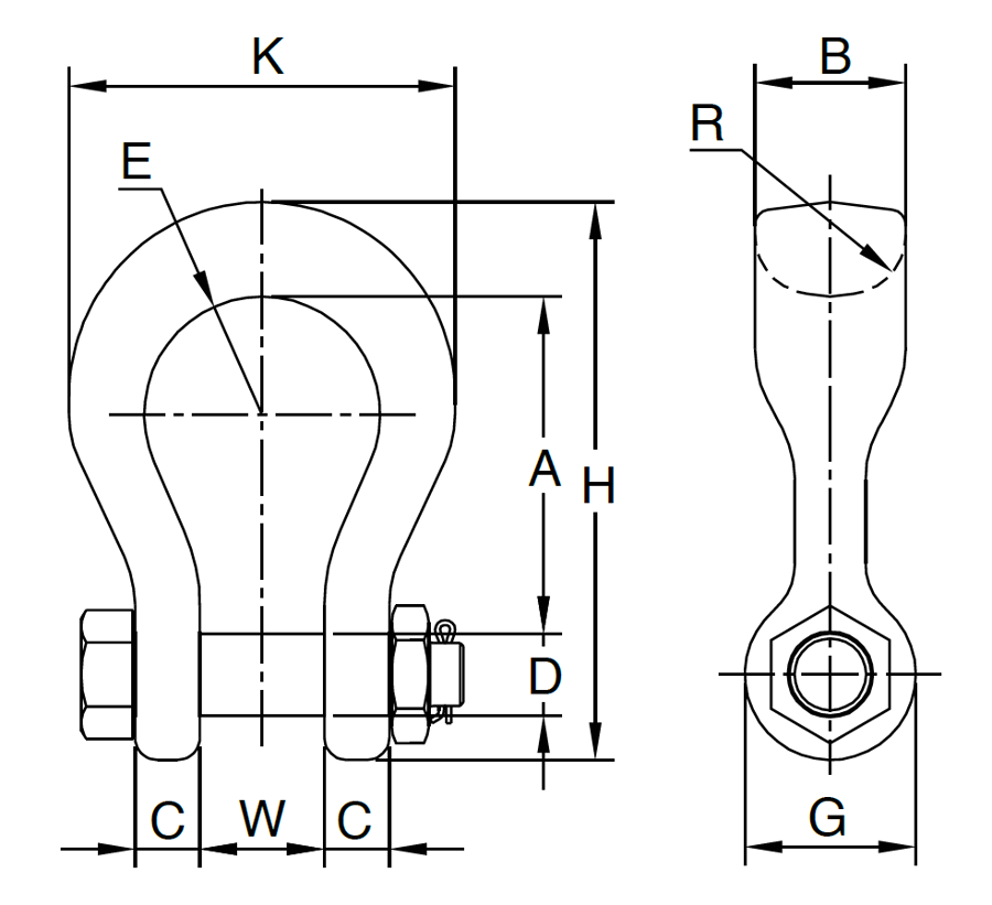 pic_Yoke Forged Alloy Wide Body Shackle with Bolt Pin__Wide Body Sjakkel Med Mutterbolt