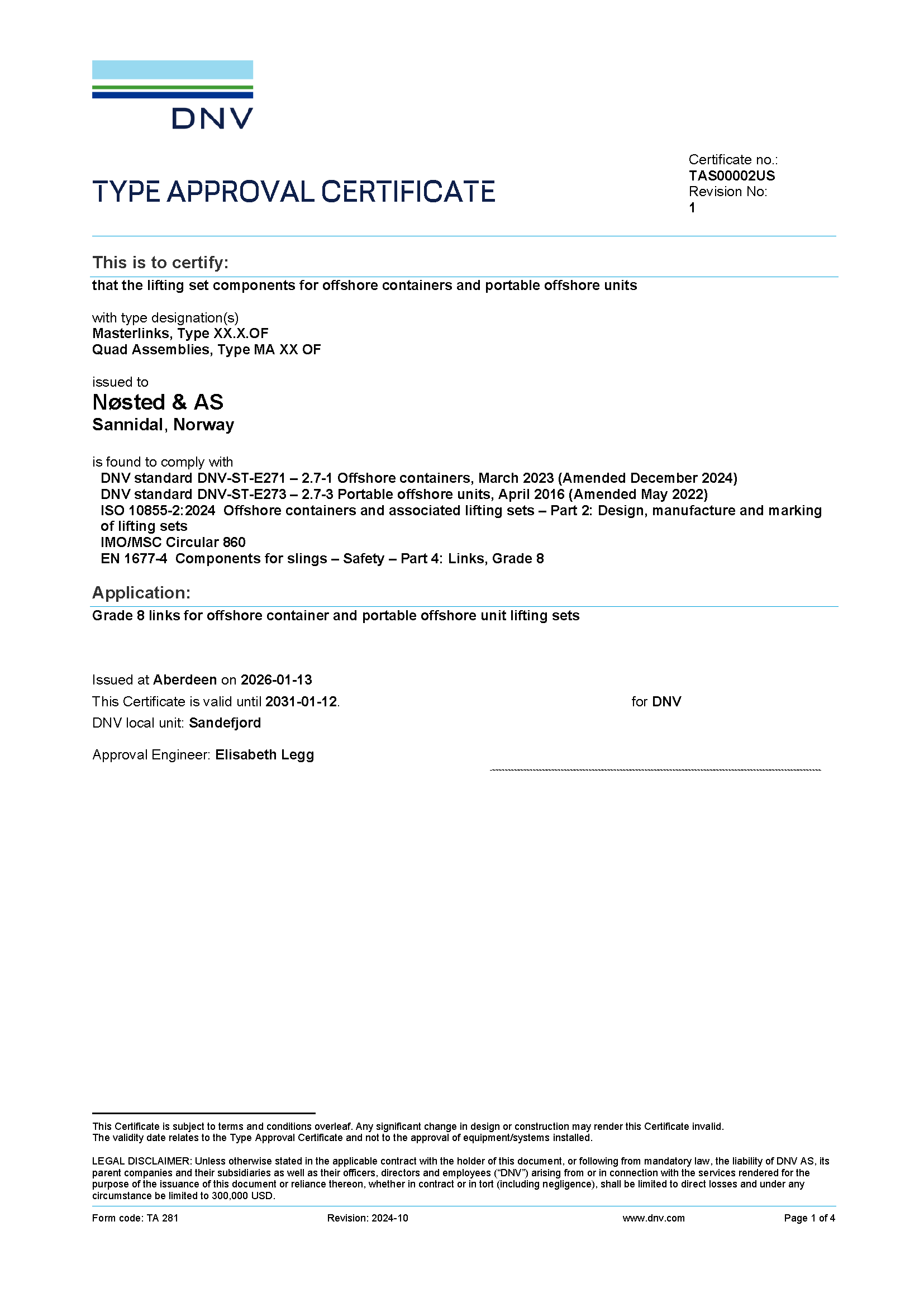 bilde_Type Approval Certificate Lifting Set Components Offshore Nøsted & 26 31 EN 1
