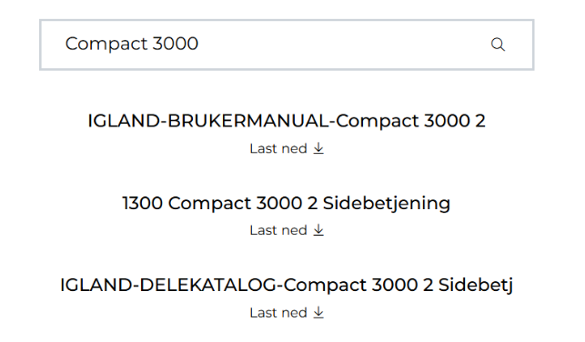 Søkefelt Delekatalog